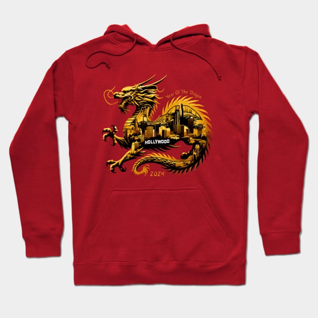 Golden Dragon of Hollywood - 2024 Lunar New Year Hoodie by 2HivelysArt